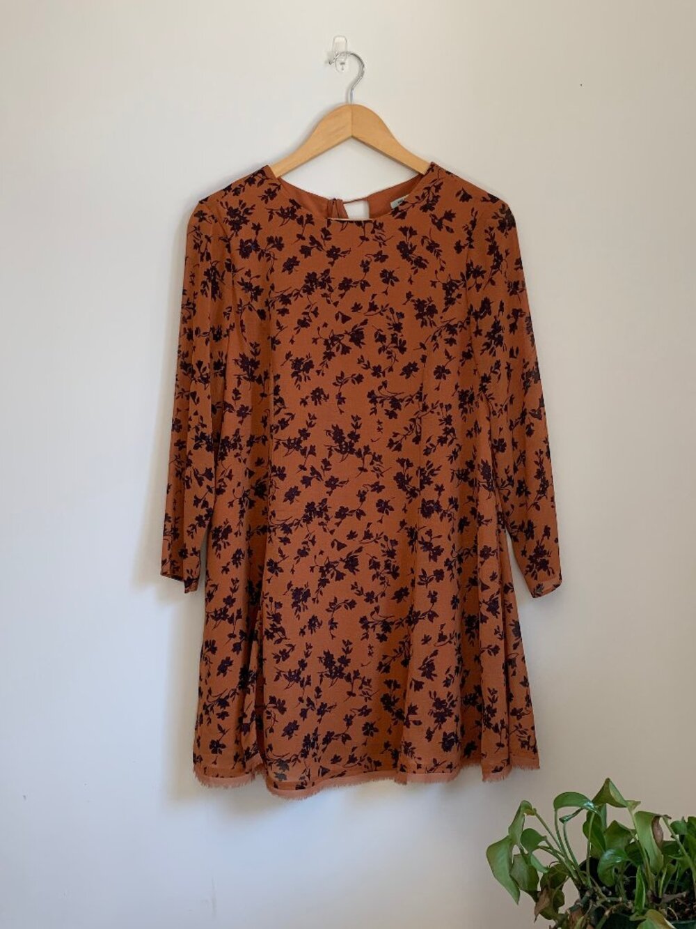 Kimchi Rust Floral Mini Dress, Boho Style
